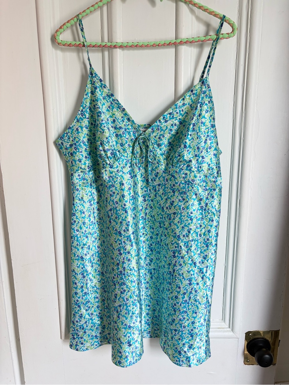 Floral y2k Slip Dress - Blue/Green